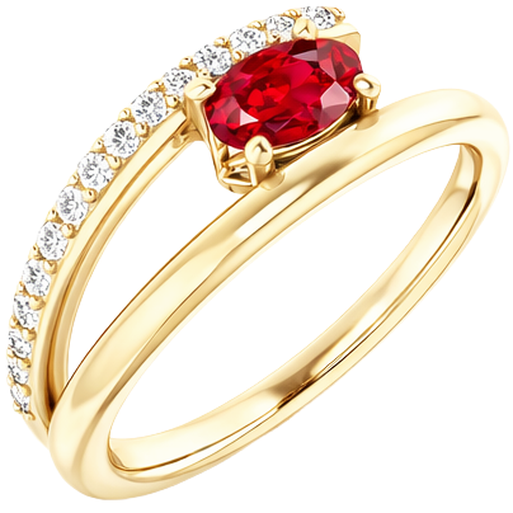 echter oval rubin 14Karat ring Seitenansicht