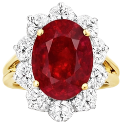 Echter Rubin Ring 3.50 Karat - 14K Bicolor Gold