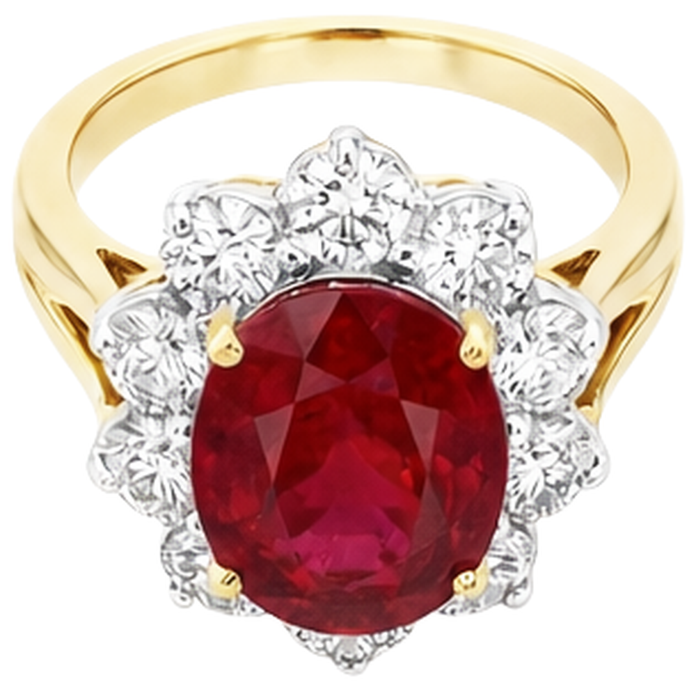 echter oval rubin 3.50Karat ring Seitenansicht