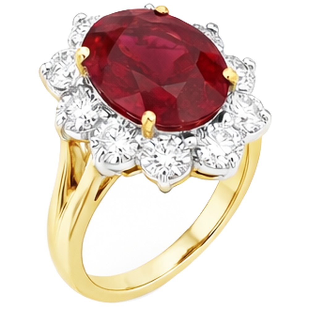 echter oval rubin 3.50Karat ring Detailansicht