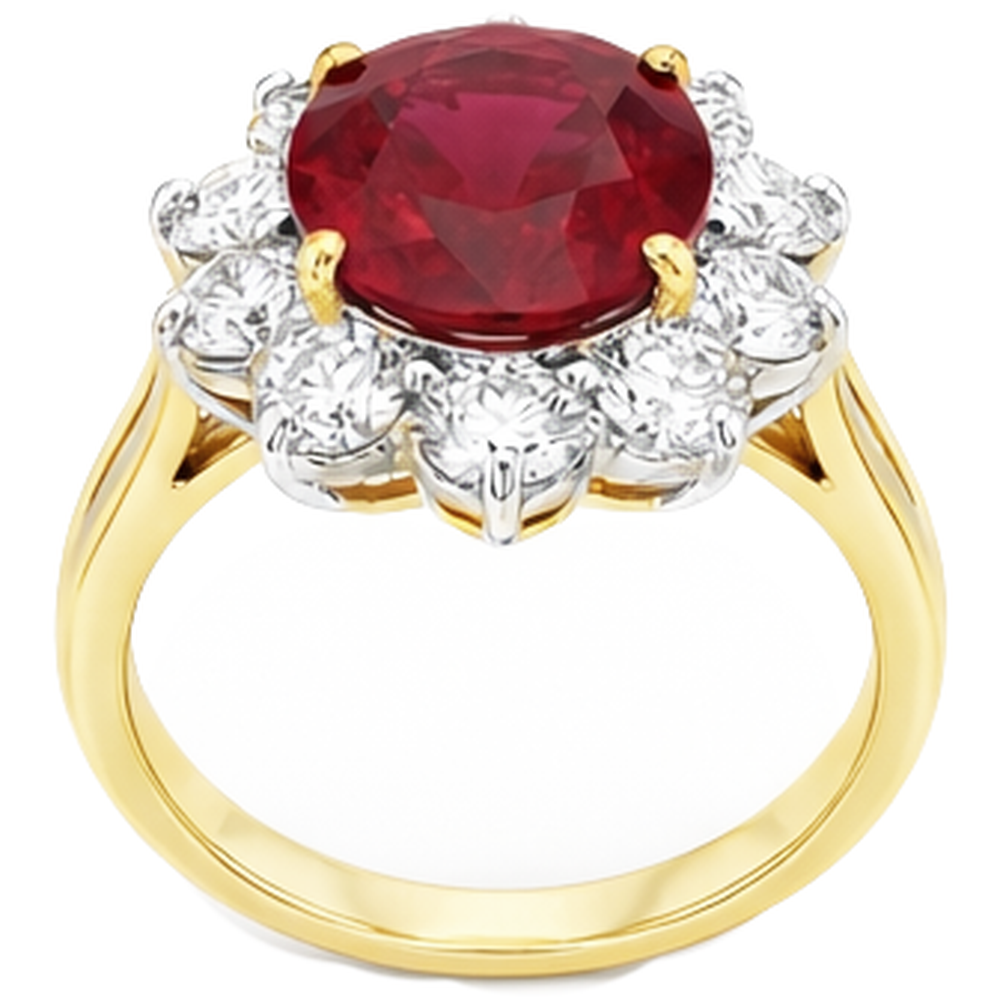 echter oval rubin 3.50Karat ring Draufsicht