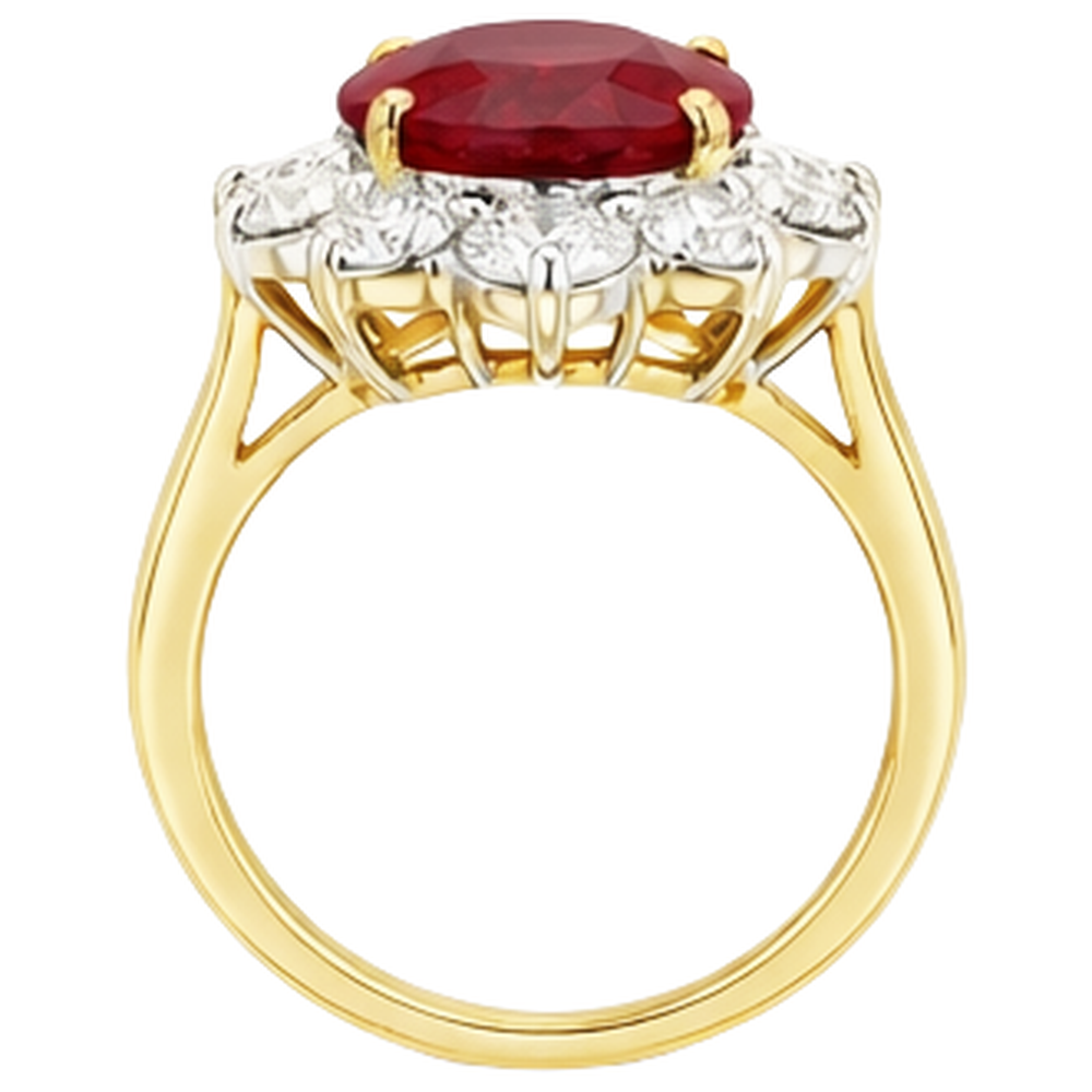 echter oval rubin 3.50Karat ring auf Weiß