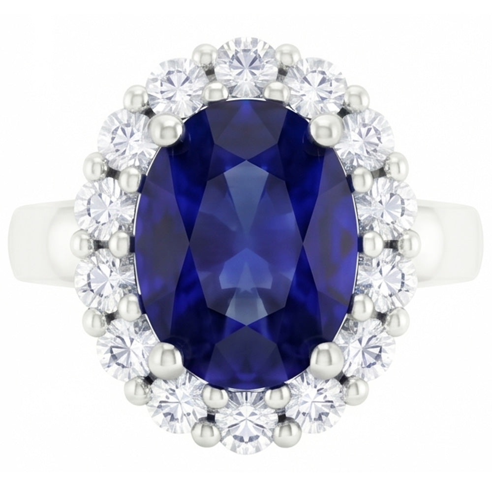 Ring mit Saphir und Diamanten im Rundschliff 2.50 ct Weißgold 14K