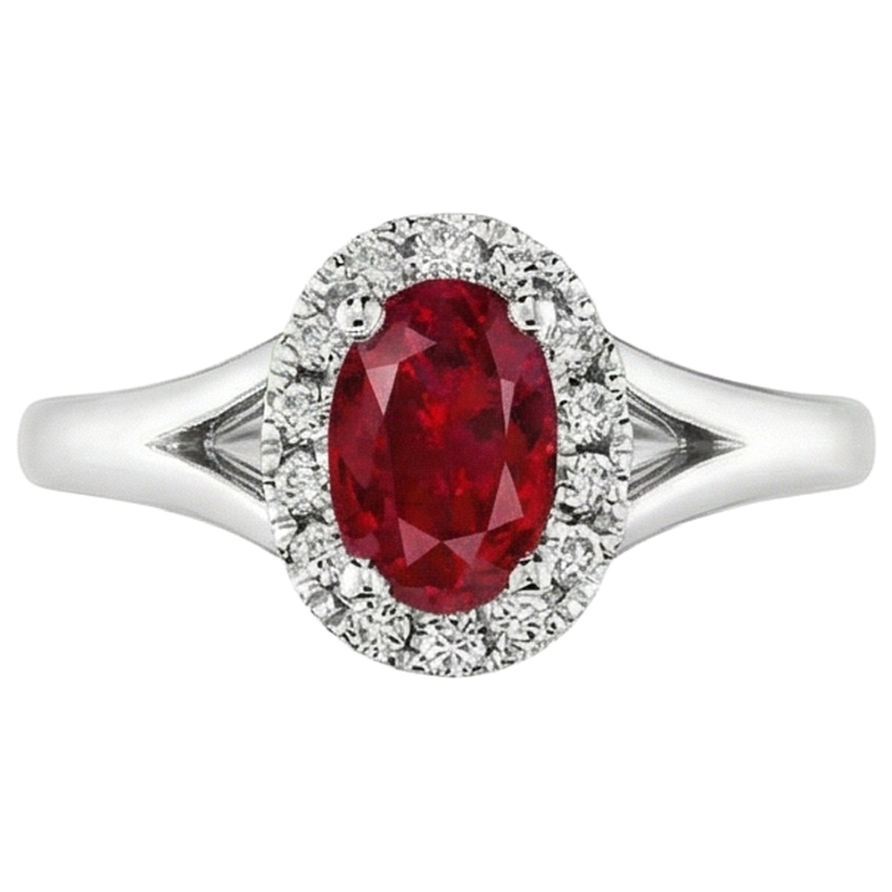 echter oval rubin 3.25Karat ring Vorderansicht