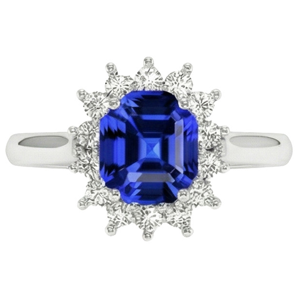 echter asscher diamant 6.50Karat ring Seitenansicht