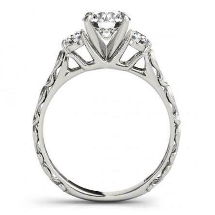 Ring Im Antiken Stil Mit 2 Karat Echt Diamanten Und Drei Steinen Weißgold 14K