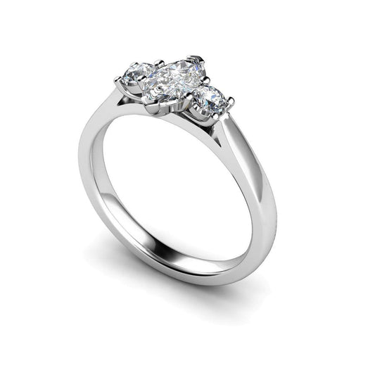 Ring Mit Echt Diamanten Im Marquise- Und Rundschliff Von 1,55 Ct, Drei Steine
