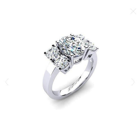 Ring Mit Funkelnden Natürliche Diamanten Im Ovalen Und Runden Schliff 2,70 Ct Weißgold 14K