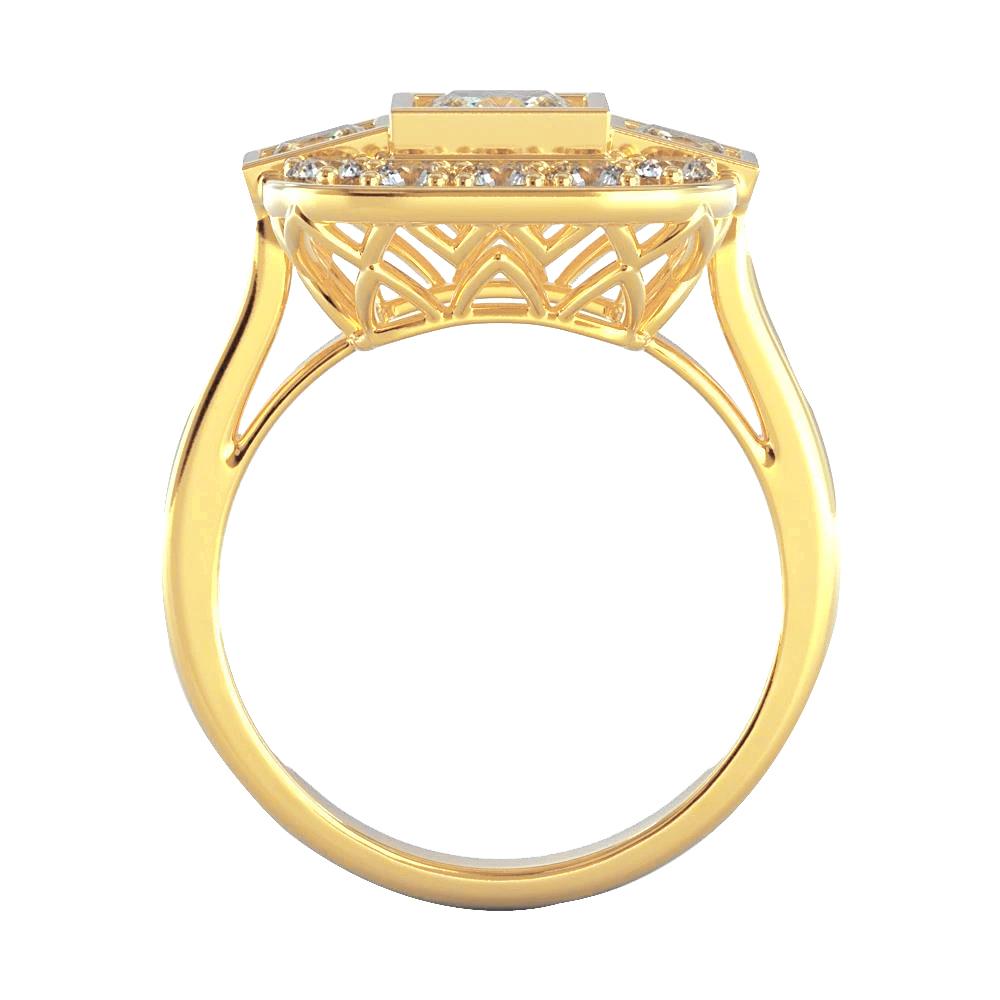 Ring Mit Prinzessin Und Rundem Natürliche Diamanten 2.15 Karat Gelbgold 14K