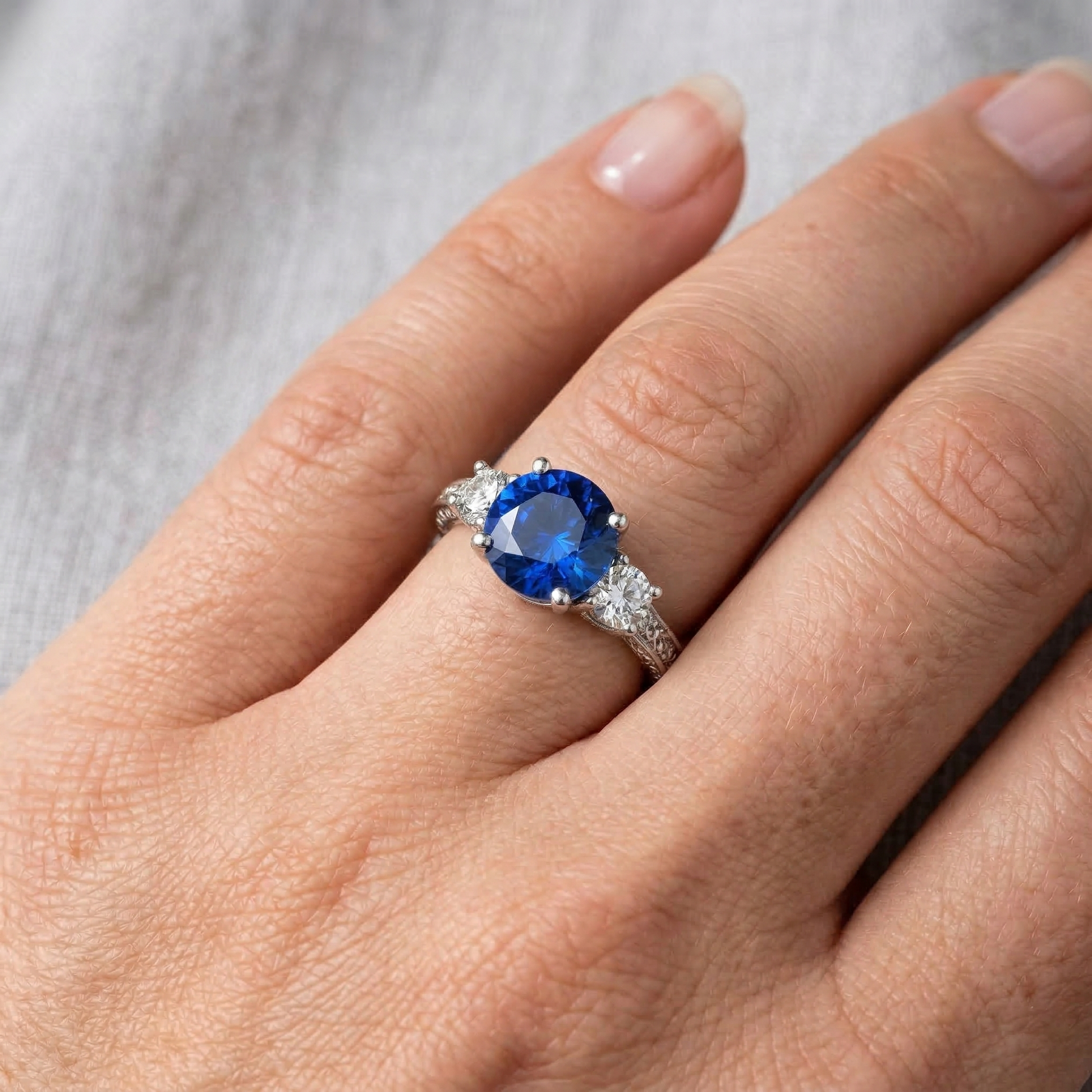 echter round diamant 2.60Karat ring auf Weiß