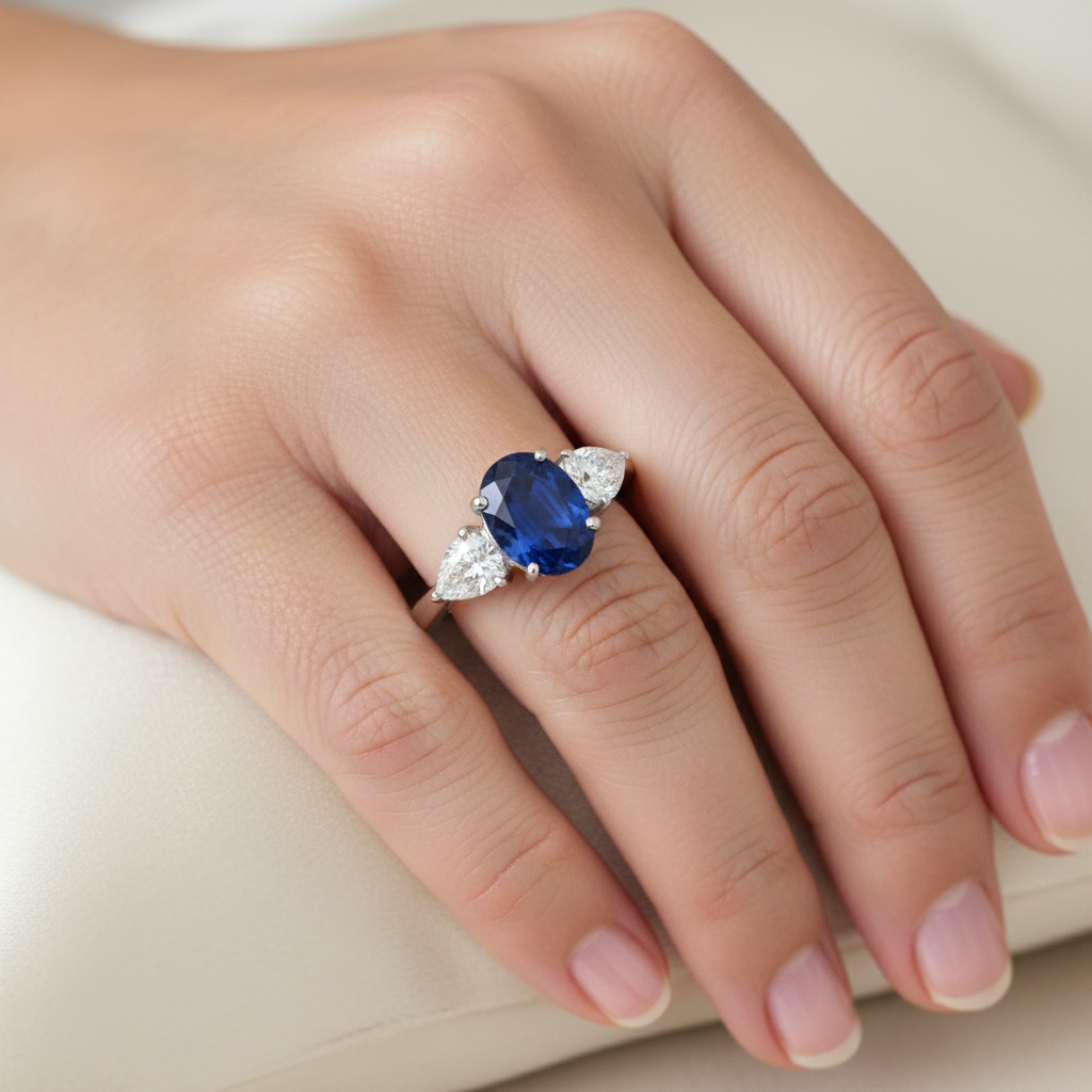echter oval diamant 3.50Karat ring mit Diamantbesatz
