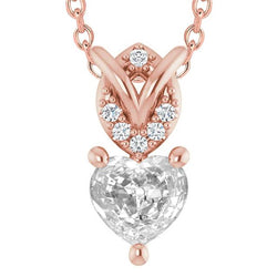 Roségold 14K Herz Alter Bergmann & Runder Echt Diamant Anhänger Slide 5,50 ct.