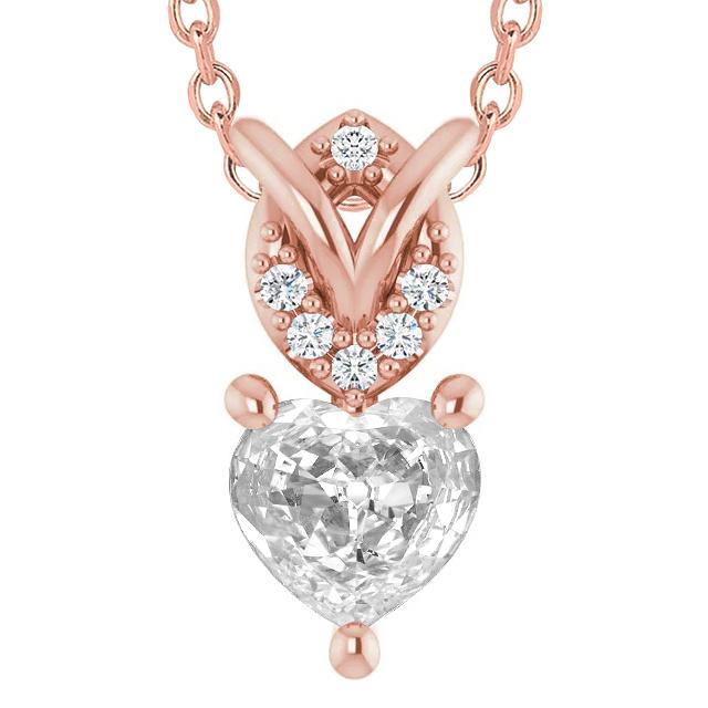Roségold 14K Herz Alter Bergmann & Runder Echt Diamant Anhänger Slide 5,50 ct. - harrychadent.ch