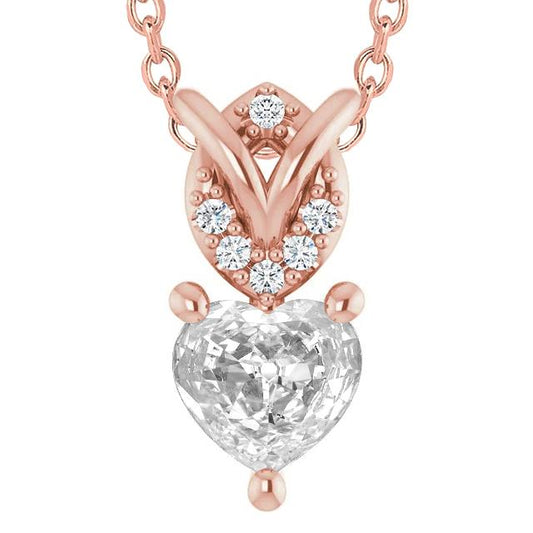 Roségold 14K Herz Alter Bergmann & Runder Echt Diamant Anhänger Slide 5,50 ct. - harrychadent.ch