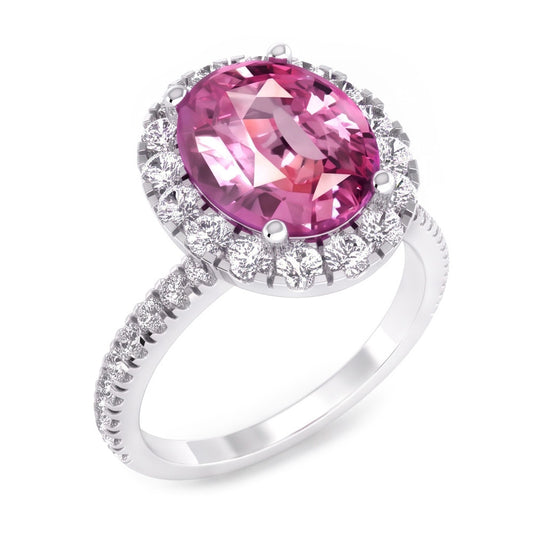 Rosa Saphir Halo Diamant Ring