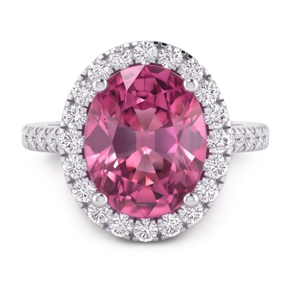 Rosa Saphir Halo Diamant Ring