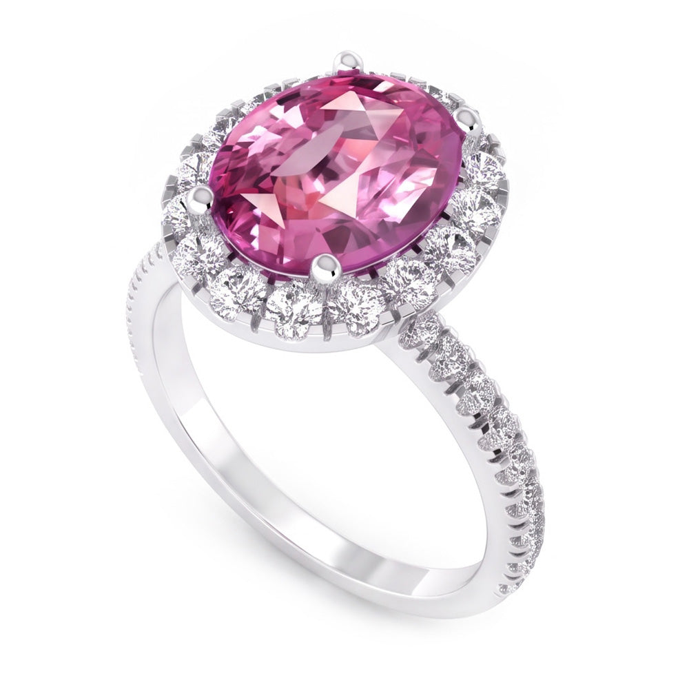 Rosa Saphir Halo Diamant Ring