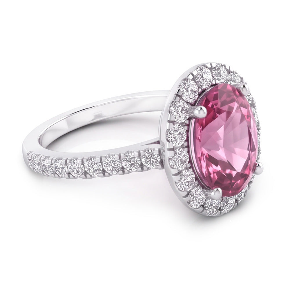 Rosa Saphir Halo Diamant Ring