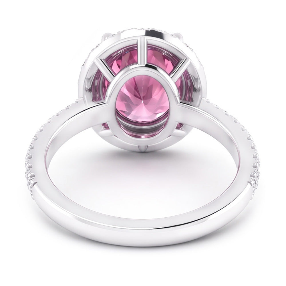 Rosa Saphir Halo Diamant Ring