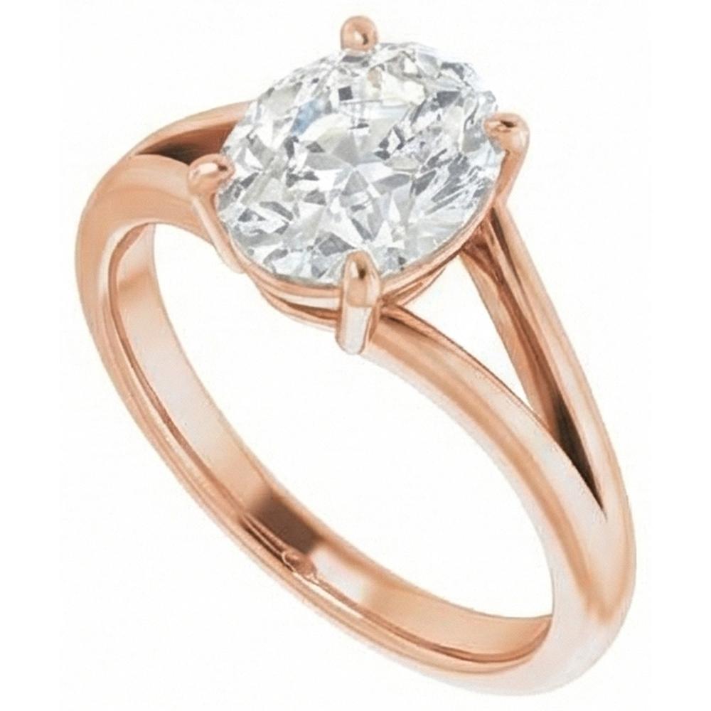 Brillant Antik-Kissen-Schliff Solitär-Verlobungsring in 14K Roségold – Seitenansicht