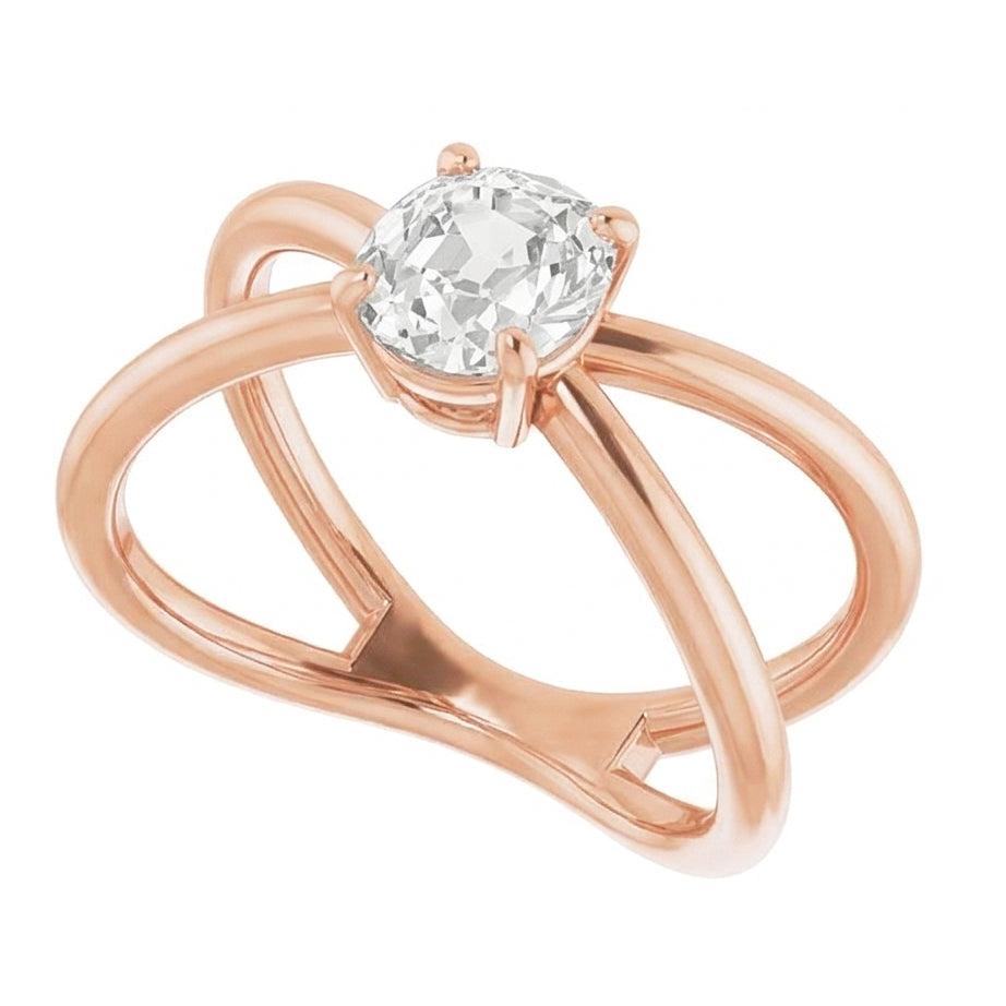 Einzelstein-Ring 14 Karat Roségold mit Brillant – Seitenansicht