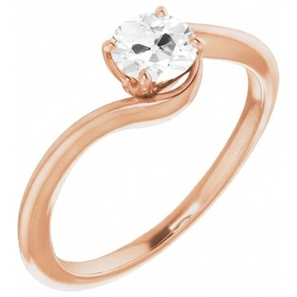 Solitär-Ring 14K Roségold mit Edler Diamant – Frontansicht
