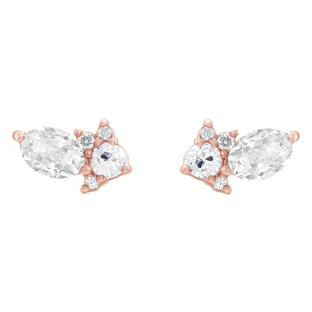 Antik-Kissen-Schliff Brillant Ring in 14 Karat Roségold – Hauptansicht