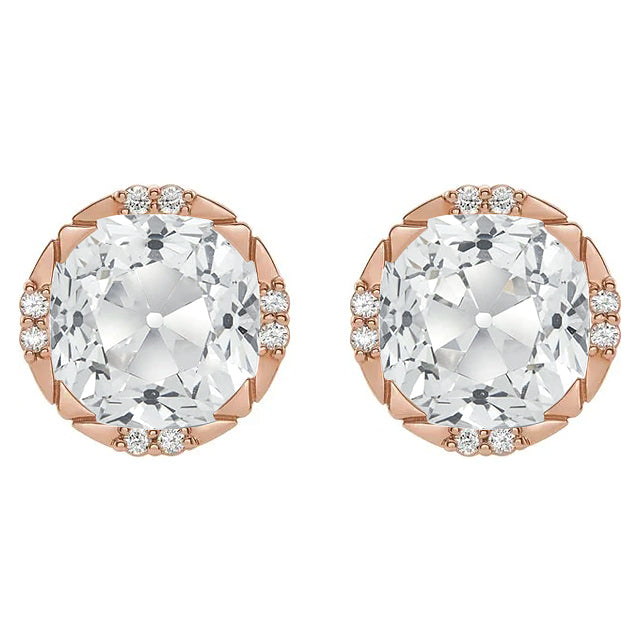 Diamant Old Mine Cut Ohrhänger in 14K Roségold – Hauptansicht