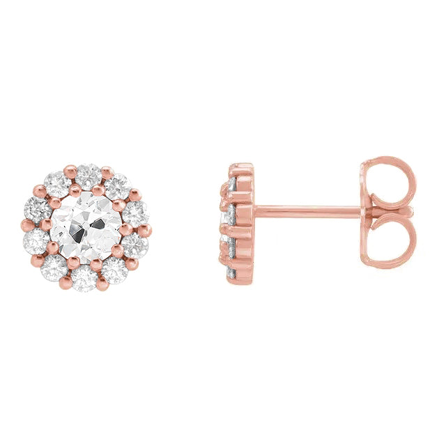 Ohrhänger 14K Roségold mit Diamant – Frontansicht