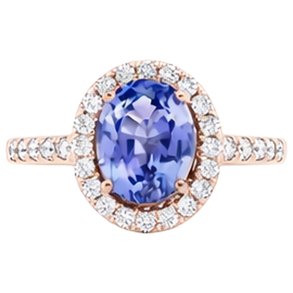 echter oval tansanit 15.40Karat ring Seitenansicht