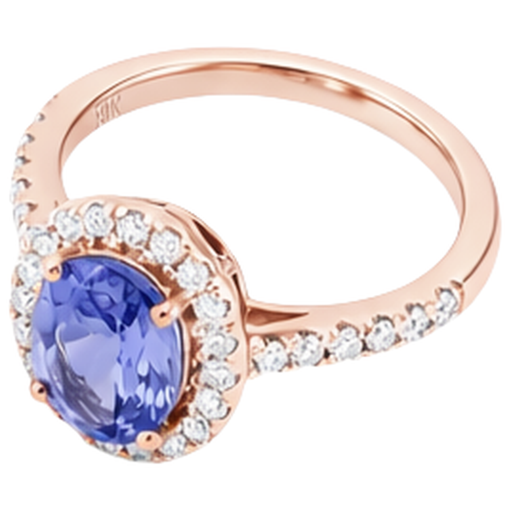 echter oval tansanit 15.40Karat ring Draufsicht