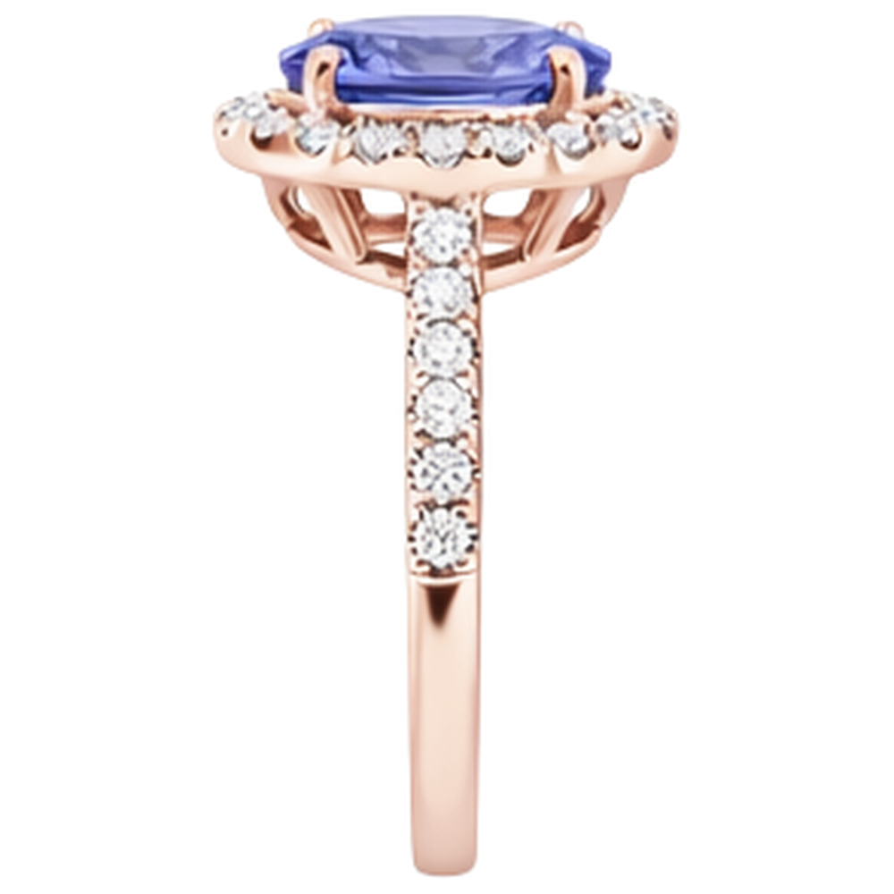 echter oval tansanit 15.40Karat ring Profilansicht
