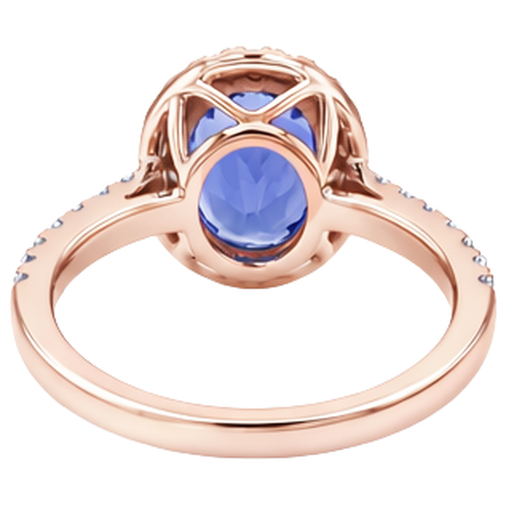echter oval tansanit 15.40Karat ring mit Diamantbesatz