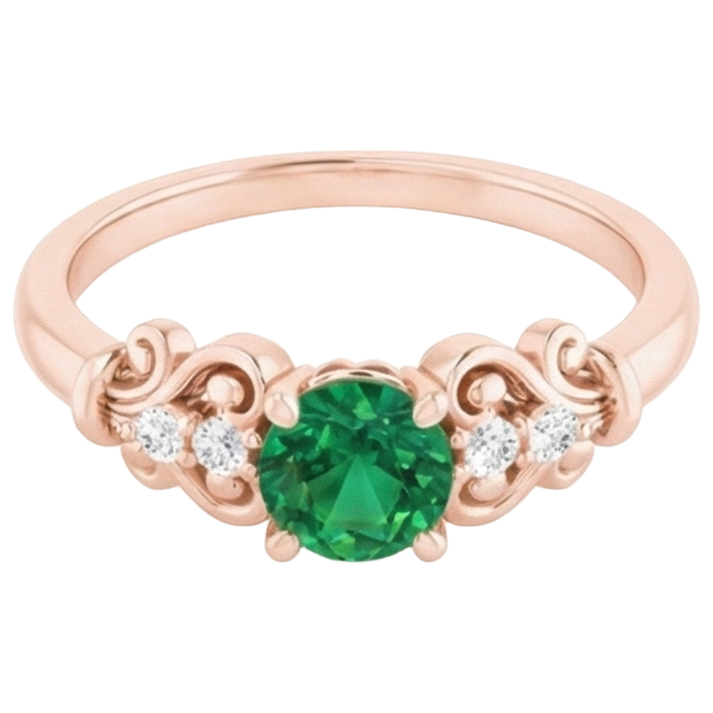 echter round smaragd 1.40Karat ring Detailansicht