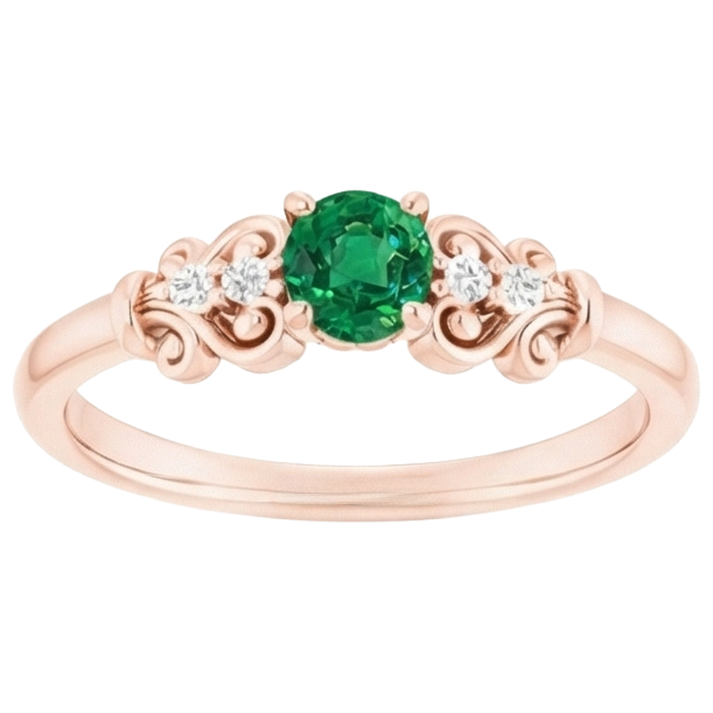 echter round smaragd 1.40Karat ring Draufsicht