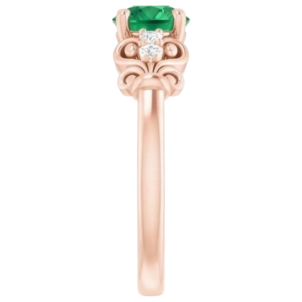 echter round smaragd 1.40Karat ring mit Diamantbesatz