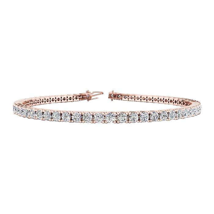 Roségold 14K 6,60 Karat Runde Natürliche Diamanten Im Brillantschliff Tennis Neu