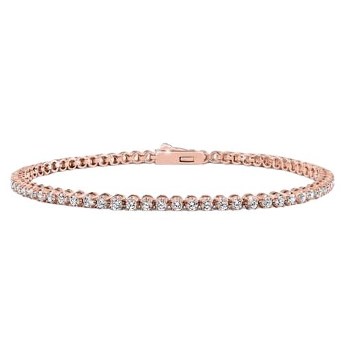 Roségold 4,55 Karat Tennisarmband Mit Funkelnden Natürliche Diamanten Im Rundschliff