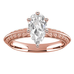 Roségold Solitär Ring Birne Alter Bergmann Echt Diamant 3,50 Karat Schmuck