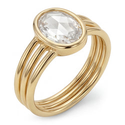 Rosen-Schliff Einzelstein-Ring – Brillant 3 Karat 14K Gelbgold