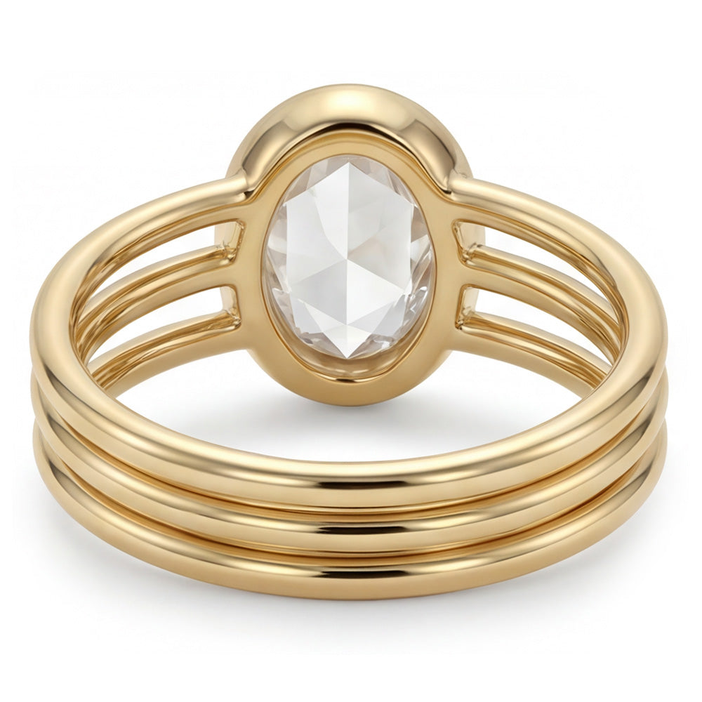 Rosen-Schliff Einzelstein-Ring – Brillant 3 Karat 14K Gelbgold