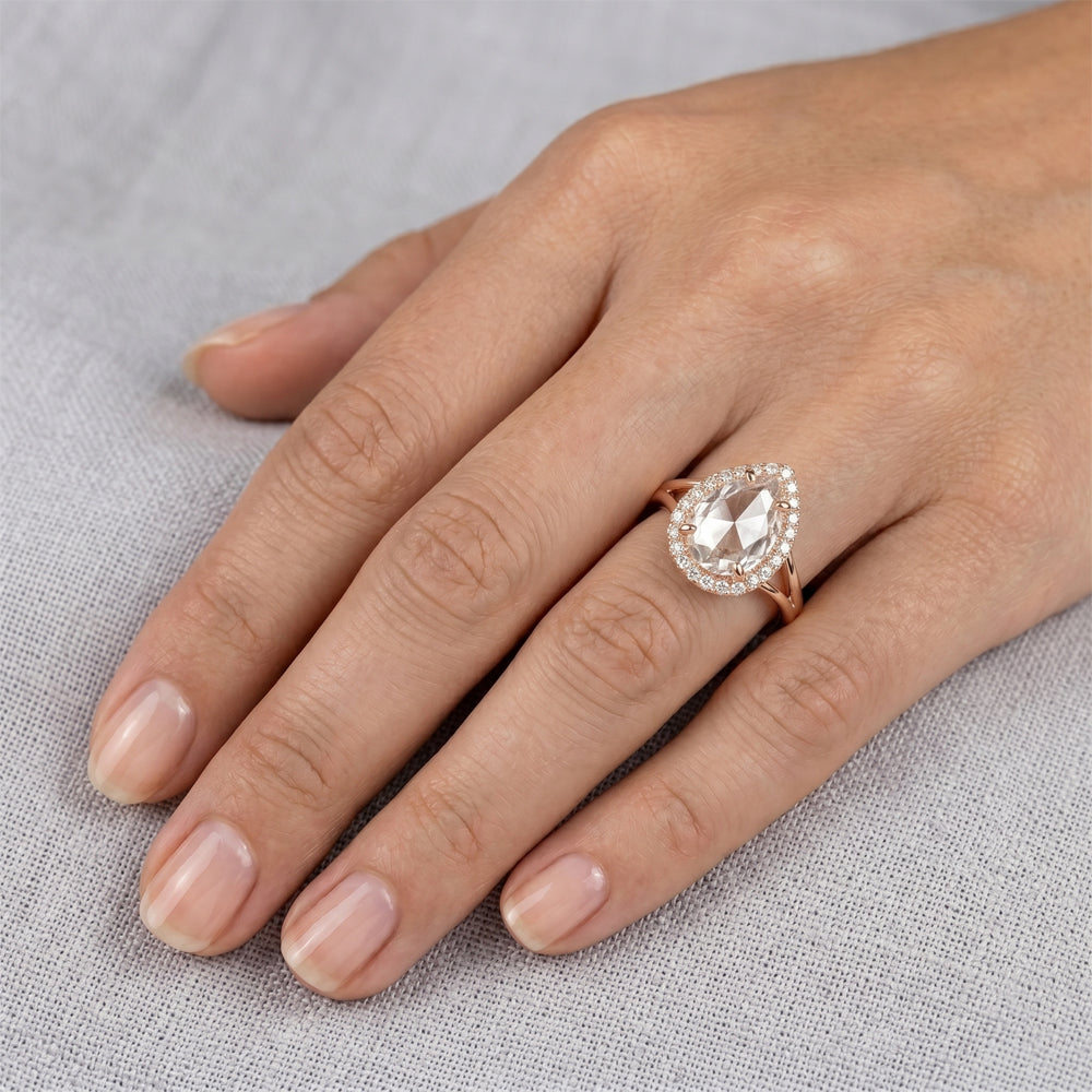 Rosen-Schliff Halo-Verlobungsring – Brillant 2,5 Karat 14K