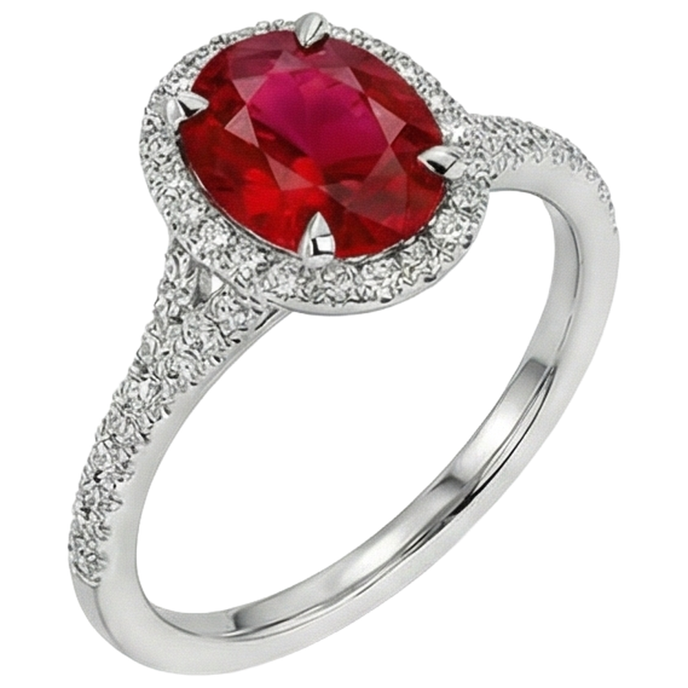echter oval rubin 3.30Karat ring Seitenansicht