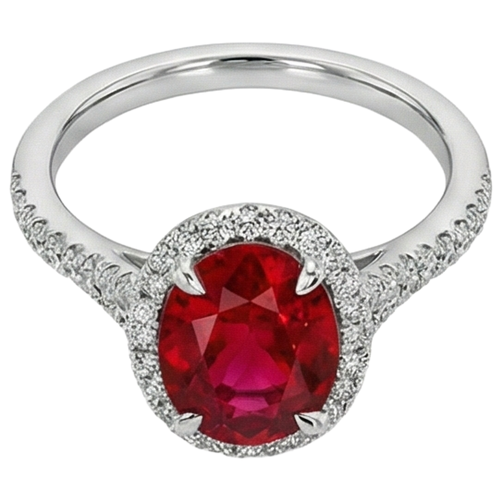 echter oval rubin 3.30Karat ring Draufsicht
