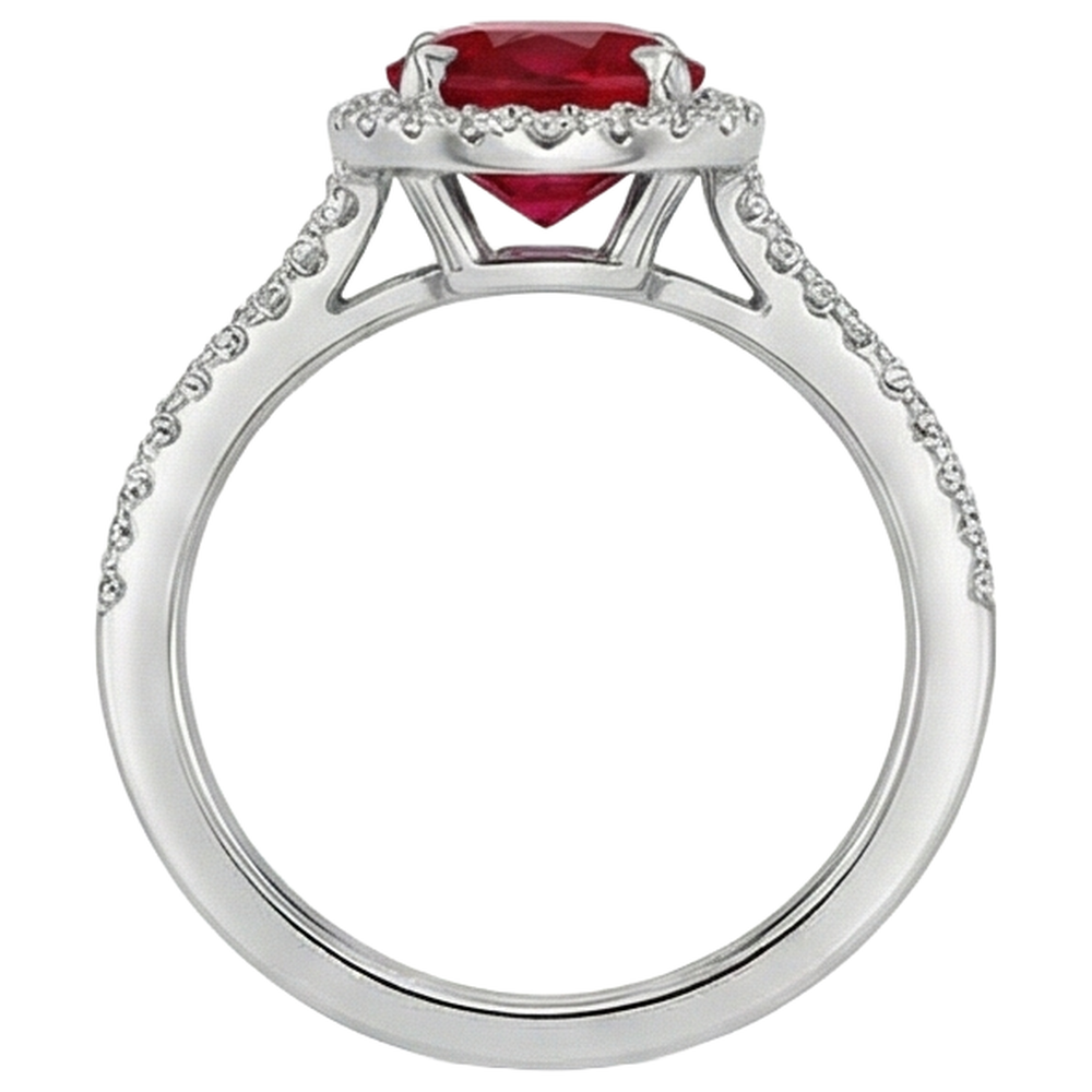 echter oval rubin 3.30Karat ring Profilansicht