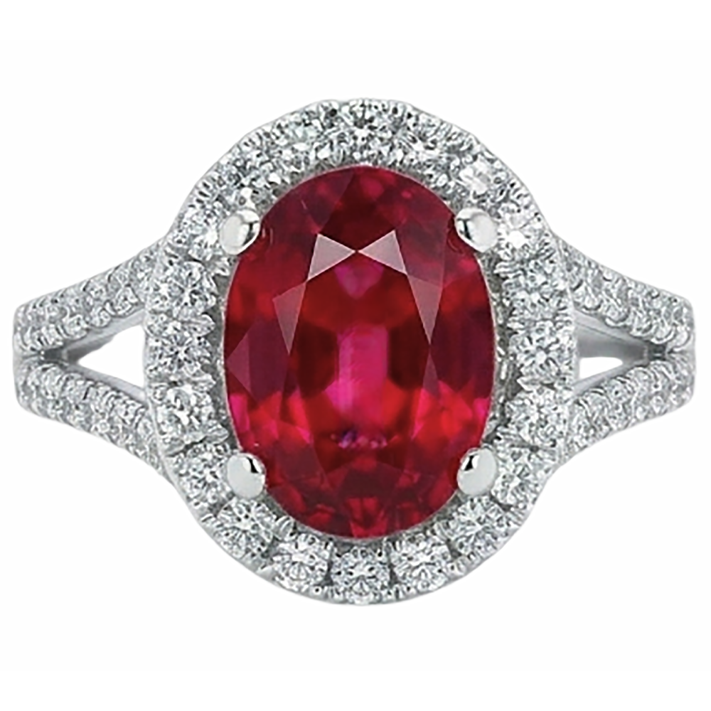 echter oval rubin 6.75Karat ring Vorderansicht