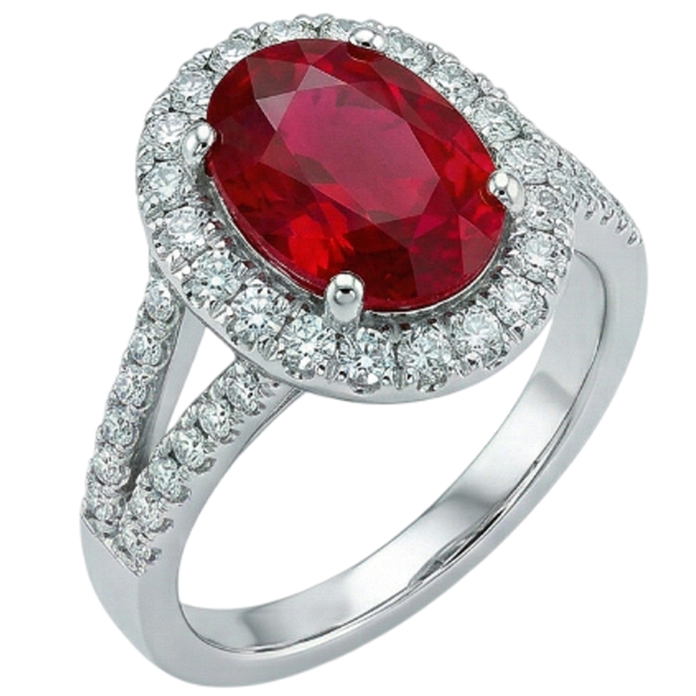 echter oval rubin 6.75Karat ring Detailansicht