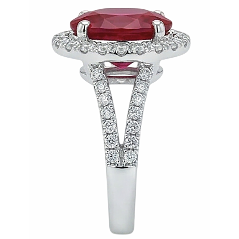 echter oval rubin 6.75Karat ring Profilansicht