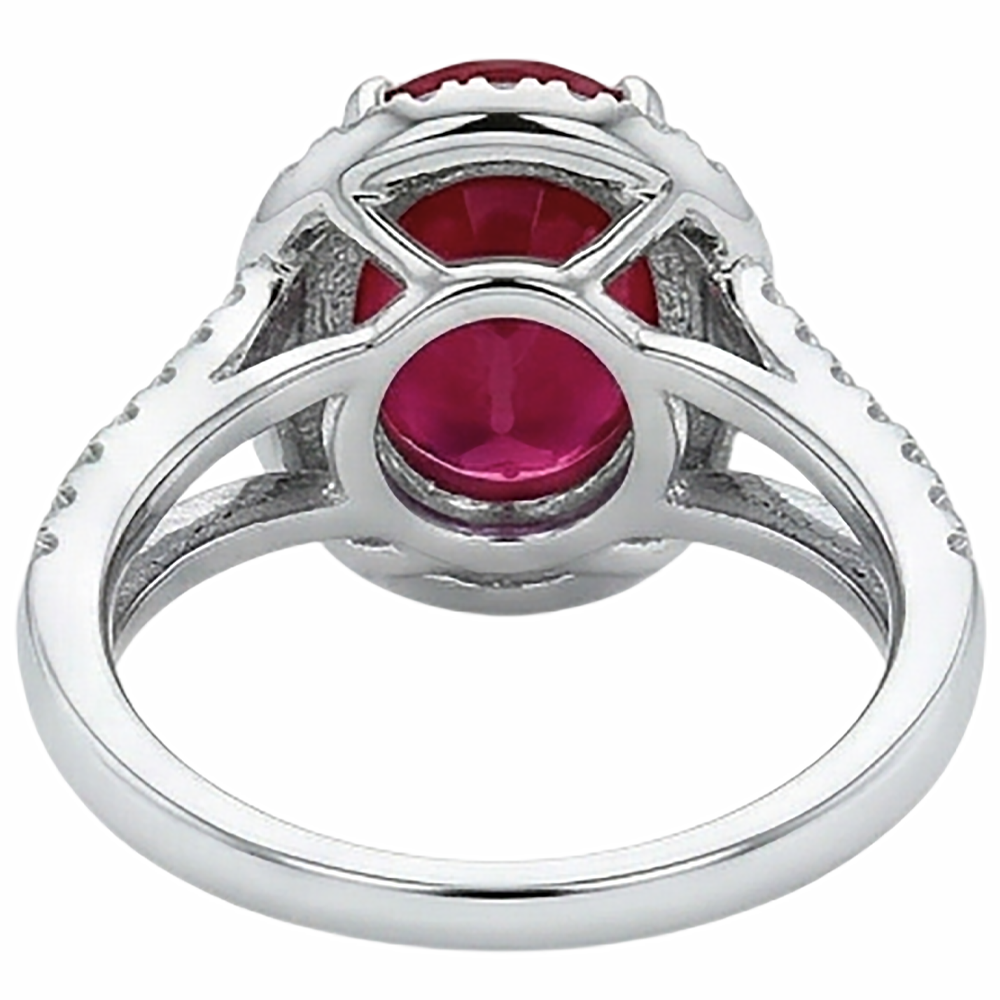 echter oval rubin 6.75Karat ring auf Weiß
