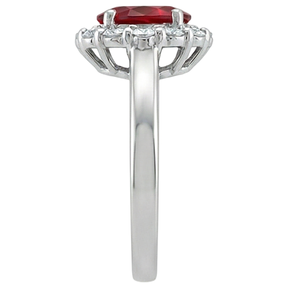 Roter Ovalschliff Rubin und Diamant Ring 5 Karat Schmuck 14K Weißgold